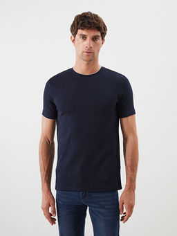 Bisiklet Yaka K?sa Kollu Penye Erkek Dokulu Ti??rt