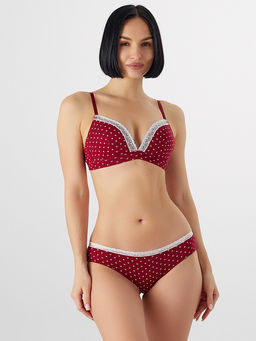 Цена за 2 штуки! Трусы слипы женские красные с принтом в сердечко