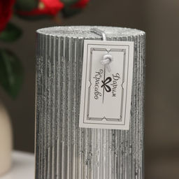 Свеча - цилиндр «Рельеф», 7×10 см, серебристый