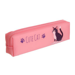 Пенал школьный на молнии «Кошечка», МИКС
