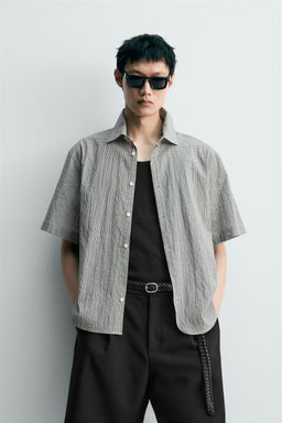 CAMISA REGULAR FIT ESTRUCTURA CUADROS / Blanco / Negro - Zara фото 2