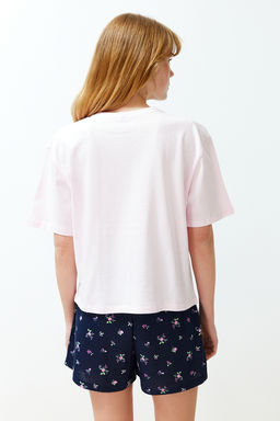 Trendyolmilla Pembe Cok Renkli Cicekli Sortlu Orme Pijama Tak?m? THMSS24PT00214  фото 7