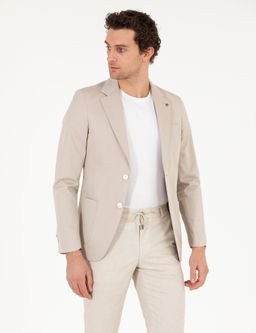 Bej Slim Fit Ceket