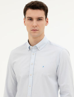 A__k Mavi Slim Fit Uzun Kollu G_mlek