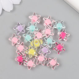 Цена за 20 шт. Бусина для рукоделия и плетения Звёздочка с цветной серединкой, пластик, глянец, 1.2?1.2 см, МИКС