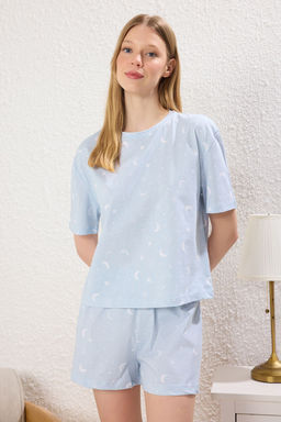 Trendyolmilla Kad?n Family/Aile Beyaz %100 Pamuklu Galaksi Desenli Sortlu Orme Pijama Tak?m? THMSS25PT00334  фото 11