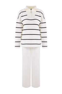 Ekru Genis Kal?p Fermuarl? Triko Alt-Ust Tak?m TWOAW24AU00025