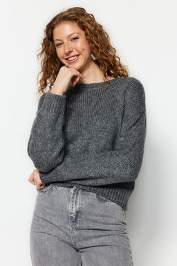 Ekru Genis Kal?p Yumusak Dokulu Basic Triko Kazak TWOAW23KZ00185 - Trendyolmilla фото 27