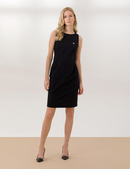 Siyah Slim Fit Dokuma Elbise