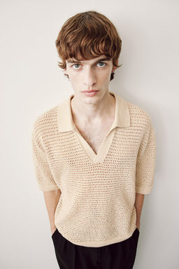 Polo en punto calado Loose Fit