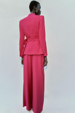 PANTAL?N ANCHO PLIEGUES / Fucsia