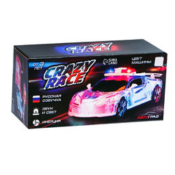 Машина Crazy race. Полиция, инерционная, световые и звуковые эффекты, русская озвучка, работает от батареек, цвет белый - Автоград фото 5