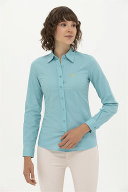 Женская мятная базовая рубашка с длинным рукавом Неожиданная скидка в корзине - U.s. polo assn фото 4