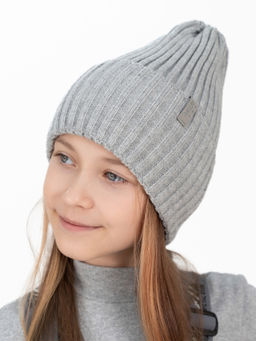 Шапка вязаная детская светло-серый меланж Ш-120 (56-58)