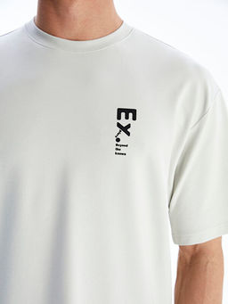 Bisiklet Yaka Bask?l? Penye Erkek Ti??rt