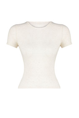 Ekru Ketenli Fitted/Vucuda Oturan Fitilli Esnek Orme Bluz TWOSS24BZ00566 - Trendyolmilla фото 7