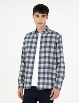 Lacivert Ekose Regular Fit Uzun Kollu G_mlek