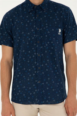 U. S. Polo Assn / Мужская темно-синяя рубашка с коротким рукавом - U.s. polo assn фото 6