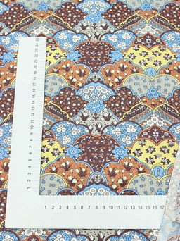 Ситец Восточные сказки цв.коричневый/желтый/голубой, ш.0.8м, хлопок-100%, 90гр/м.кв - Купава фото 2