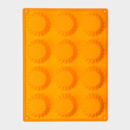 Форма для выпечки Доляна «Сладости. Круг реб», силикон, 28×21 см, 12 ячеек, d=6 см, d по дну = 4 см, оранжевая