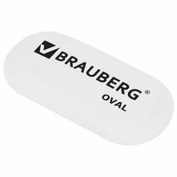 Цена за 3шт. Ластик BRAUBERG "Oval", 55х23х10 мм, белый, овальный