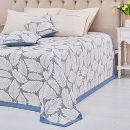 Покрывало хлопковое Этель Листопад 180х2405 см, цвет синий, 100%хлопок, 300гр/м2  фото 3