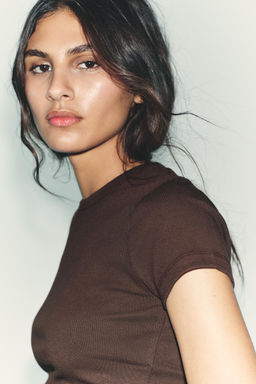 RIB SHORT SLEEVE T-SHIRT - Zara фото 5