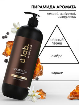 Гель для душа женский, парфюмированный Black pepper, 1000 мл, ULAB - Чистое счастье фото 2