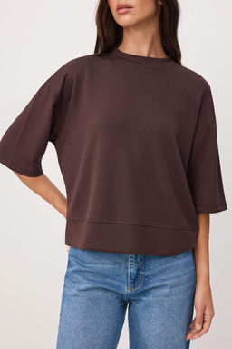 Lacivert Oversize/Genis Kal?p Dusuk Kol Truvakar Soft Touch Orme T-Shirt TWOSS26TS00182 - Trendyolmilla фото 7