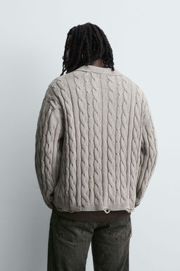 CABLE KNIT POLO SHIRT WITH DISTRESSED EFFECT - Zara фото 3