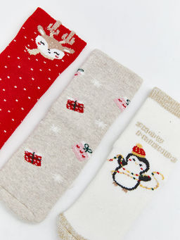 Y?lba?? Temal? K?z Bebek Soket ?orap 3l?