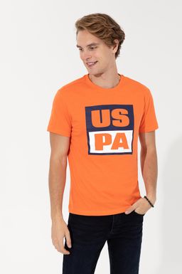 U. S. Polo Assn Мужская оранжевая футболка с круглым вырезом