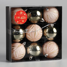 Ёлочные игрушки Морозная росшивь, шары новогодние, d=5.5 см, набор 9 шт., штрихи, МИКС - Зимнее волшебство фото 2