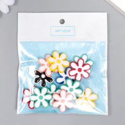 Цена за 12 шт. Бусины для творчества акрил Ромашки, 0.4?2.3?2.3 см, МИКС