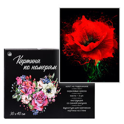Холст с красками 30х40 см по номерам "Алый мак" (30цв.)