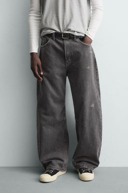 PANTAL?N BARREL FIT LAVADO / Gris oscuro - Zara фото 11