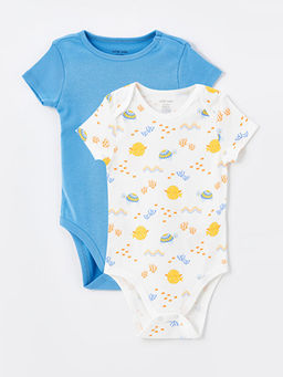 Bisiklet Yaka Bask?l? Erkek Bebek ??t??tl? Body 2li