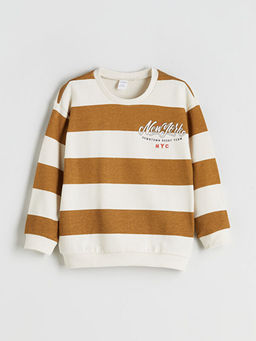 Bisiklet Yaka Bask?l? Erkek ?ocuk Sweatshirt