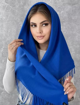 K13582 Палантин 100/100 хлопок СИНИЙ