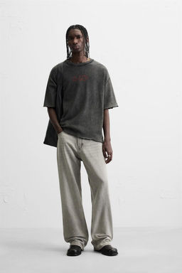 CONTRAST PRINT KNIT T-SHIRT