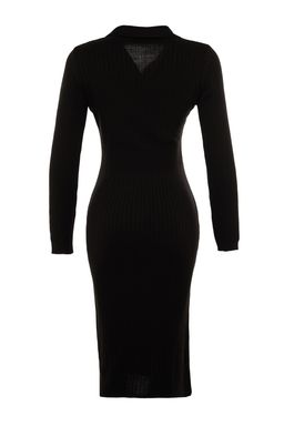 TRENDYOLMILLA Siyah Midi Triko Polo Yaka Elbise TWOAW22EL1376  фото 28