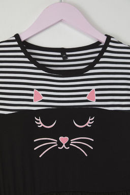 Bordo K?z Cocuk Cizgili K?sa Kol Mini Orme Elbise TKDSS25EL00059 - Trendyolmilla фото 10