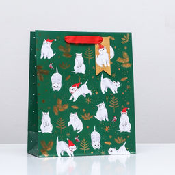 Пакет подарочный Новогодние котики, люкс 26 х 32 х 12 см - Simaland фото 3