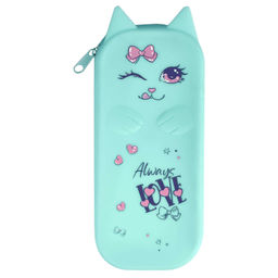 Пенал школьный Феникс+, арт.65360/ 25 МЯТНЫЙ КОТ (без наполнения, 8,5х20х2,5 см, силикон, молния, ше