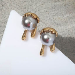 Серьги с жемчугом Таяние, цвет серый в золоте