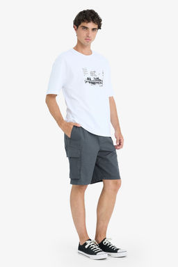 Kargo Fit Gabardin Bermuda _ort - Defacto фото 3