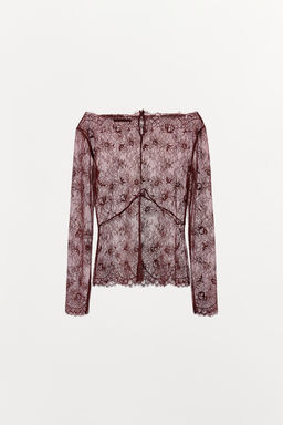 SEMI-SHEER LACE BLOUSE - Zara фото 7
