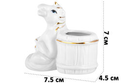 Вазочка для зубочисток 7,5*4,5*7 см Лошадь белая с золотом, фарфор - Elan gallery фото 2