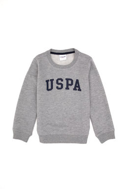 Erkek _ocuk Gri Melanj Bisiklet Yaka Basic Sweatshirt Sepette S_rpriz _ndirim