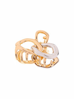 Цена за 6 шт. Крабик для волос «Хизер», звенья, 4.5 см, золото-серебро